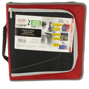 Five Star Red and Black Zipper Binder